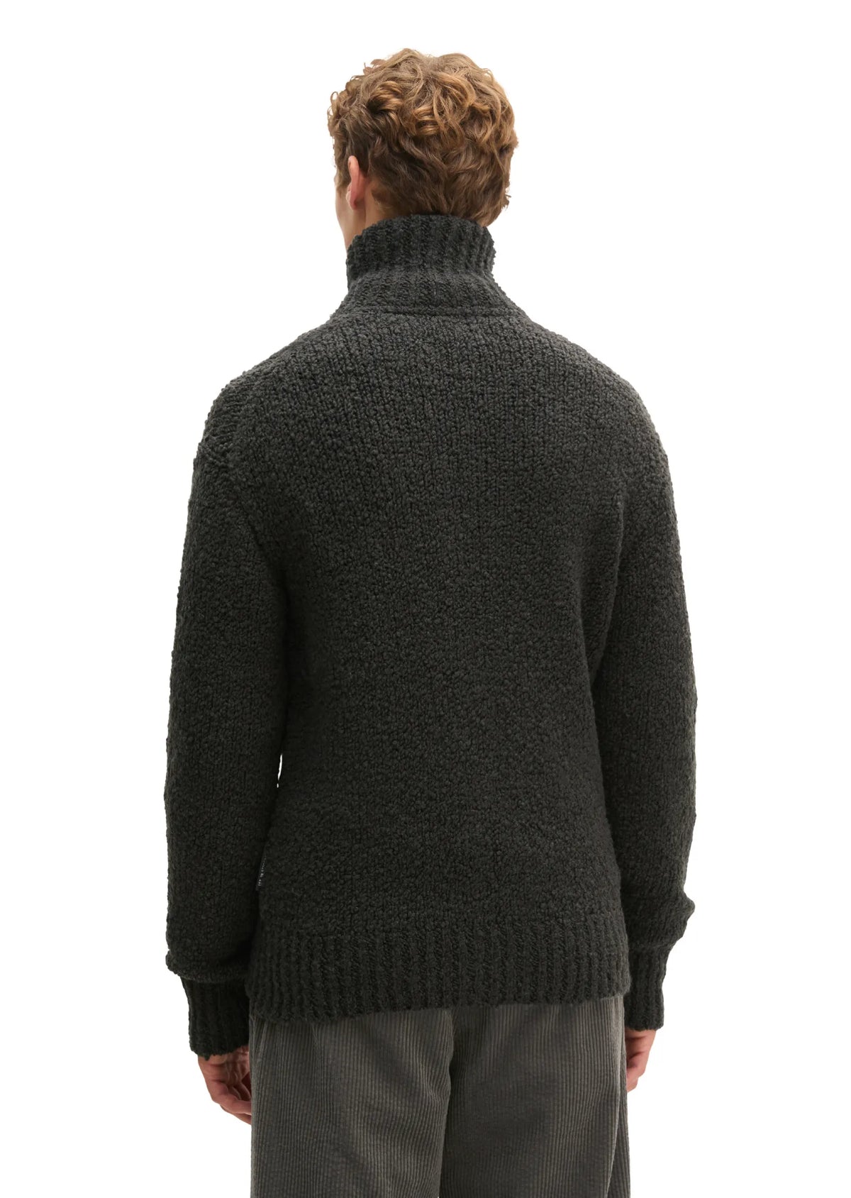 Bouclé-Strickjacke aus Schurwoll-Mix