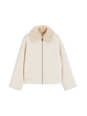 Wolljacke mit Kunstpelz-Kragen