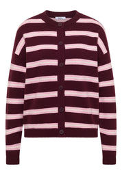 Strick-Cardigan mit Rundhals und Streifen
