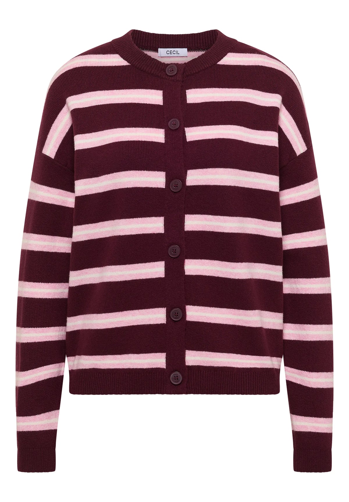 Strick-Cardigan mit Rundhals und Streifen