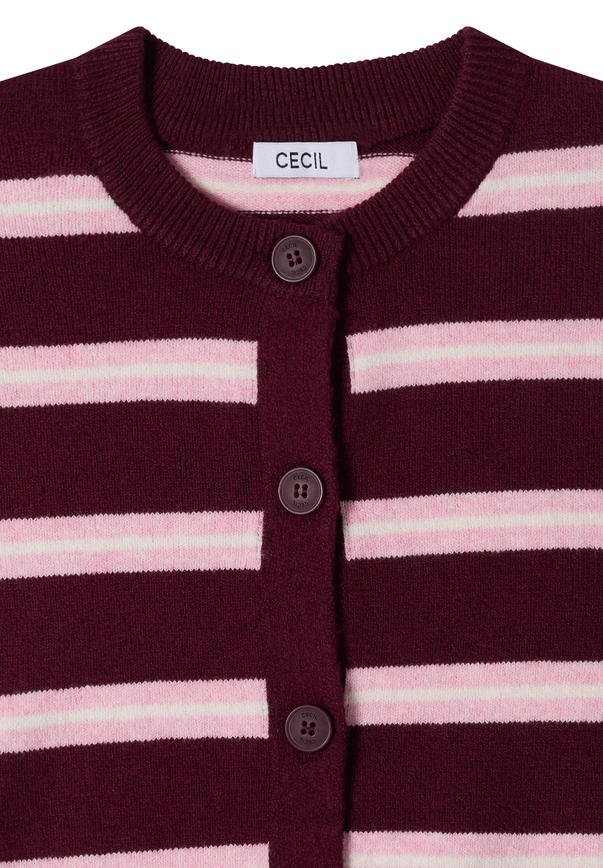 Strick-Cardigan mit Rundhals und Streifen