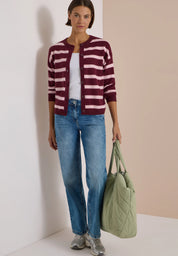 Strick-Cardigan mit Rundhals und Streifen