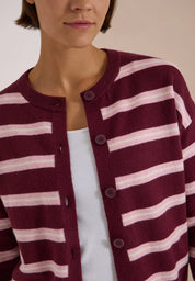 Strick-Cardigan mit Rundhals und Streifen