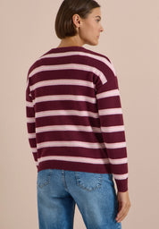 Strick-Cardigan mit Rundhals und Streifen