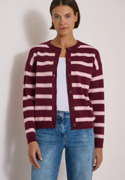 Strick-Cardigan mit Rundhals und Streifen