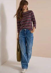 3/4-Arm Shirt mit Boat Neck