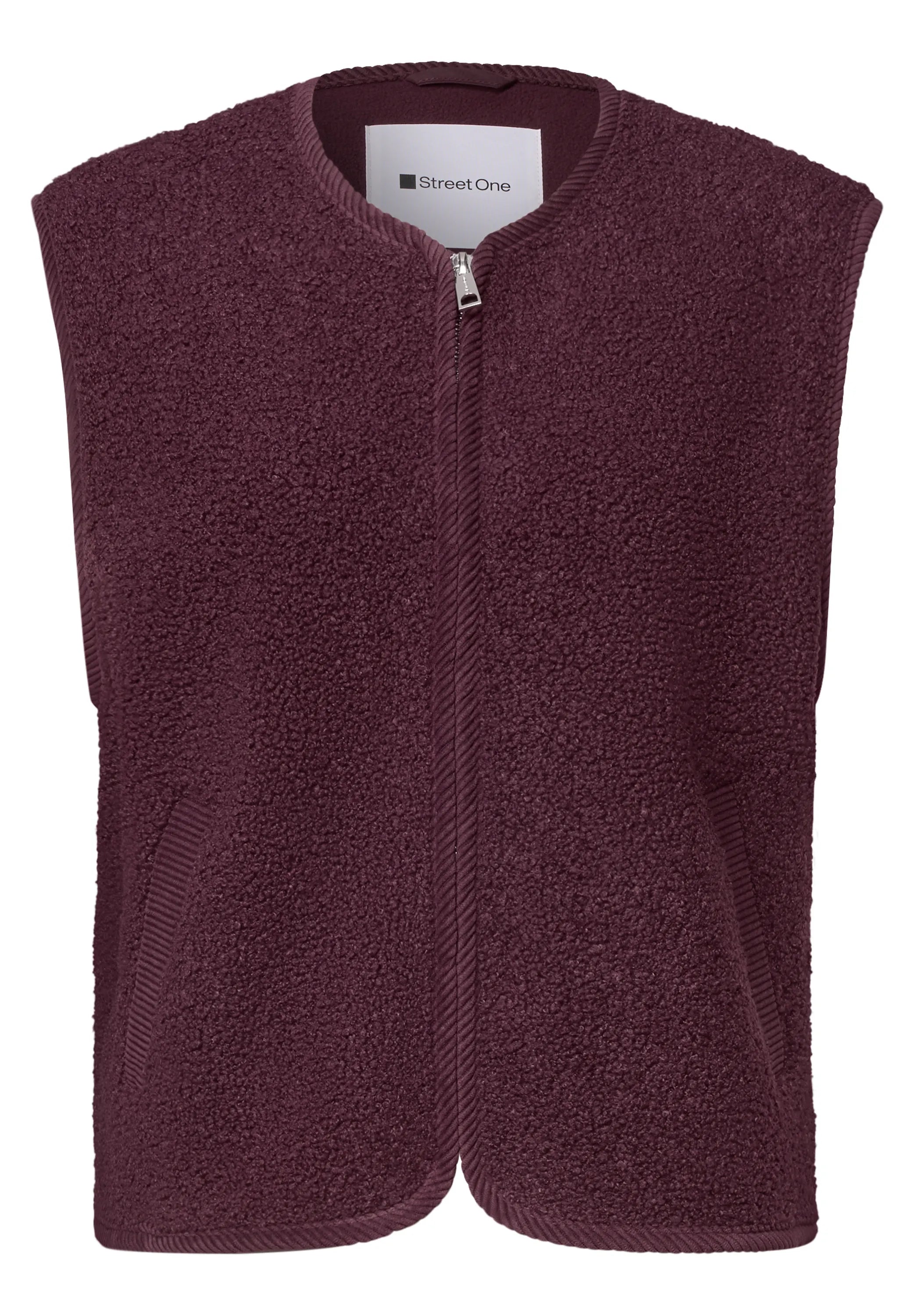 Teddy-Weste mit Zipper und Corddetails