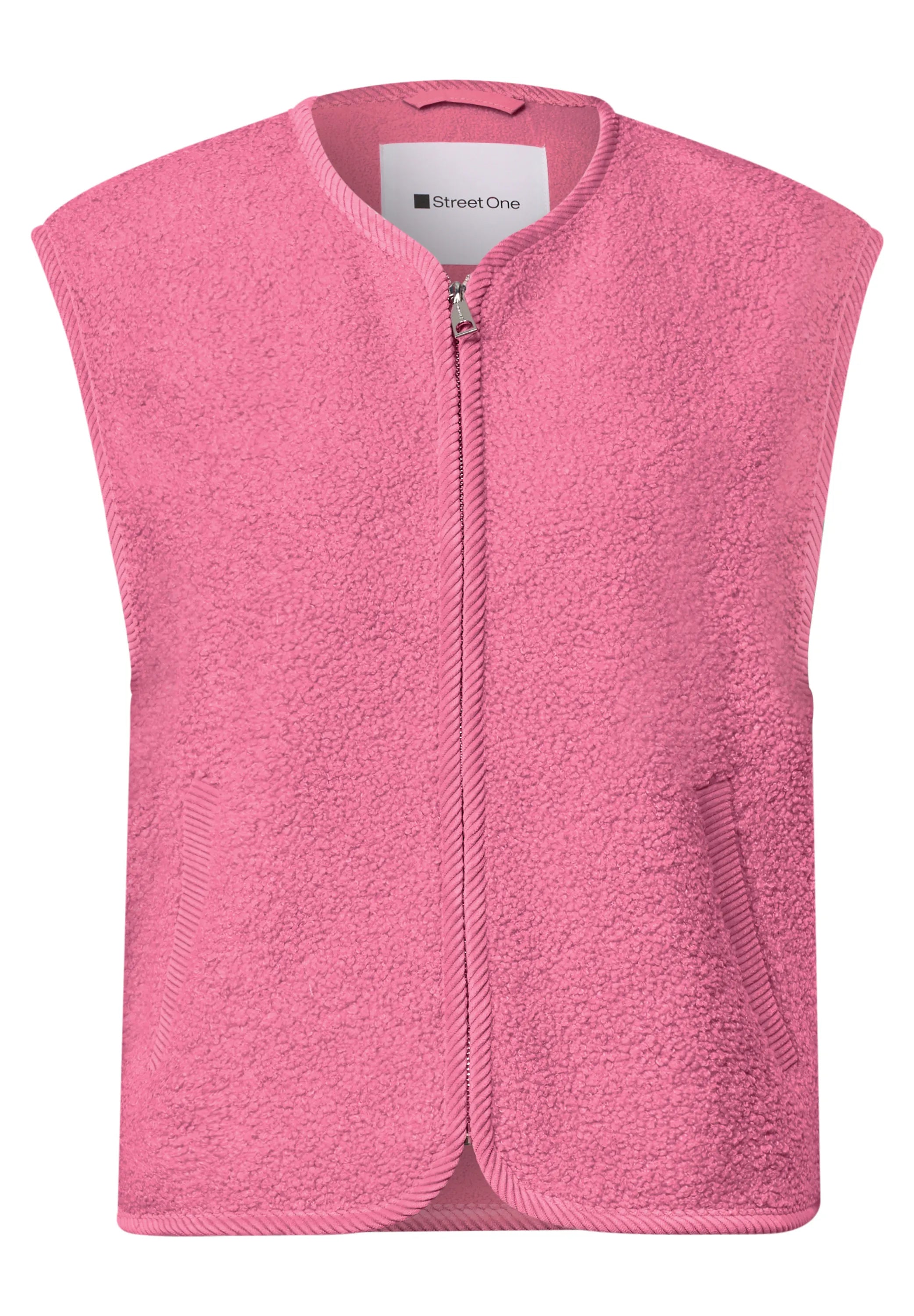 Teddy-Weste mit Zipper und Corddetails