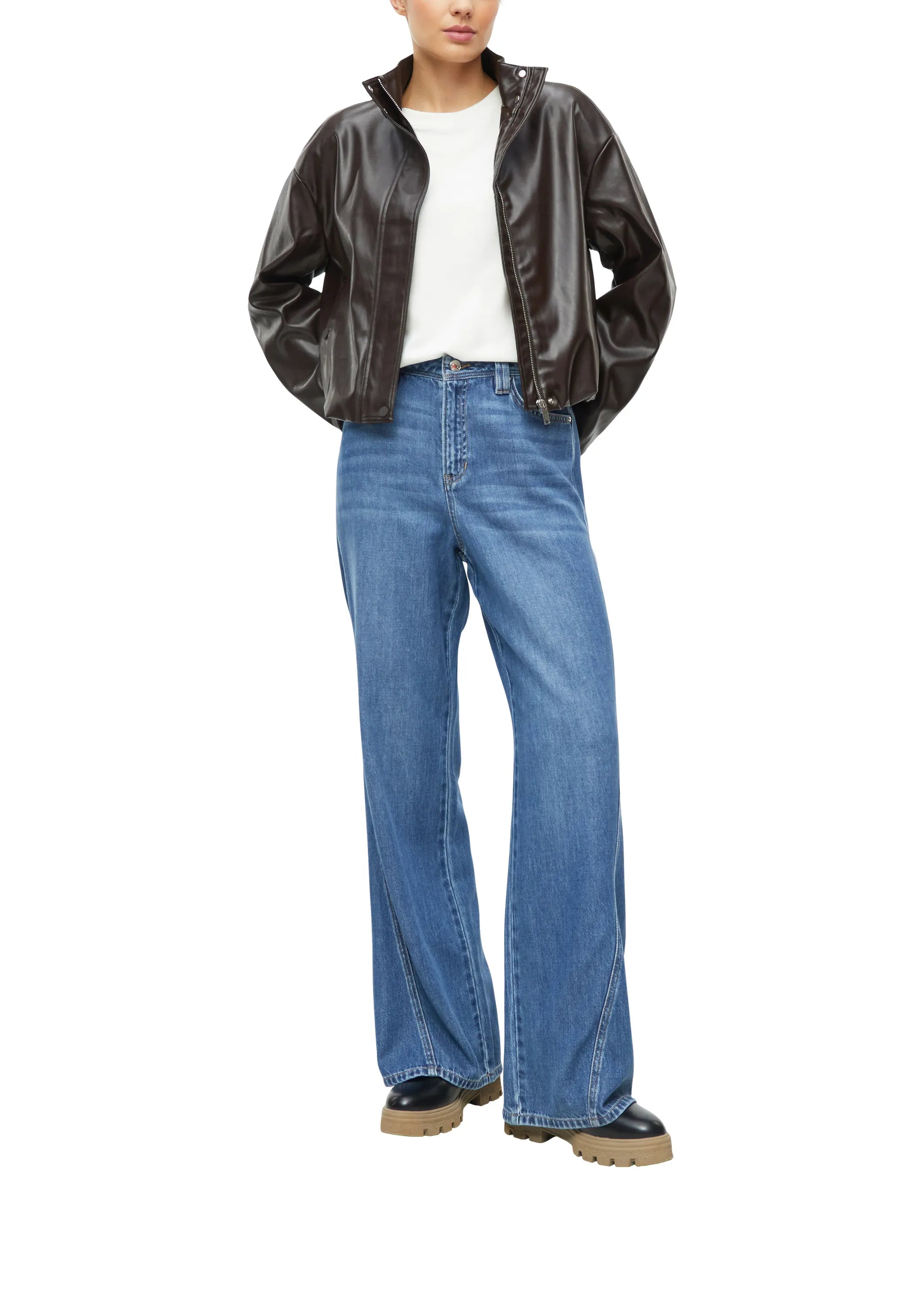 Kunstlederjacke mit Stehkragen