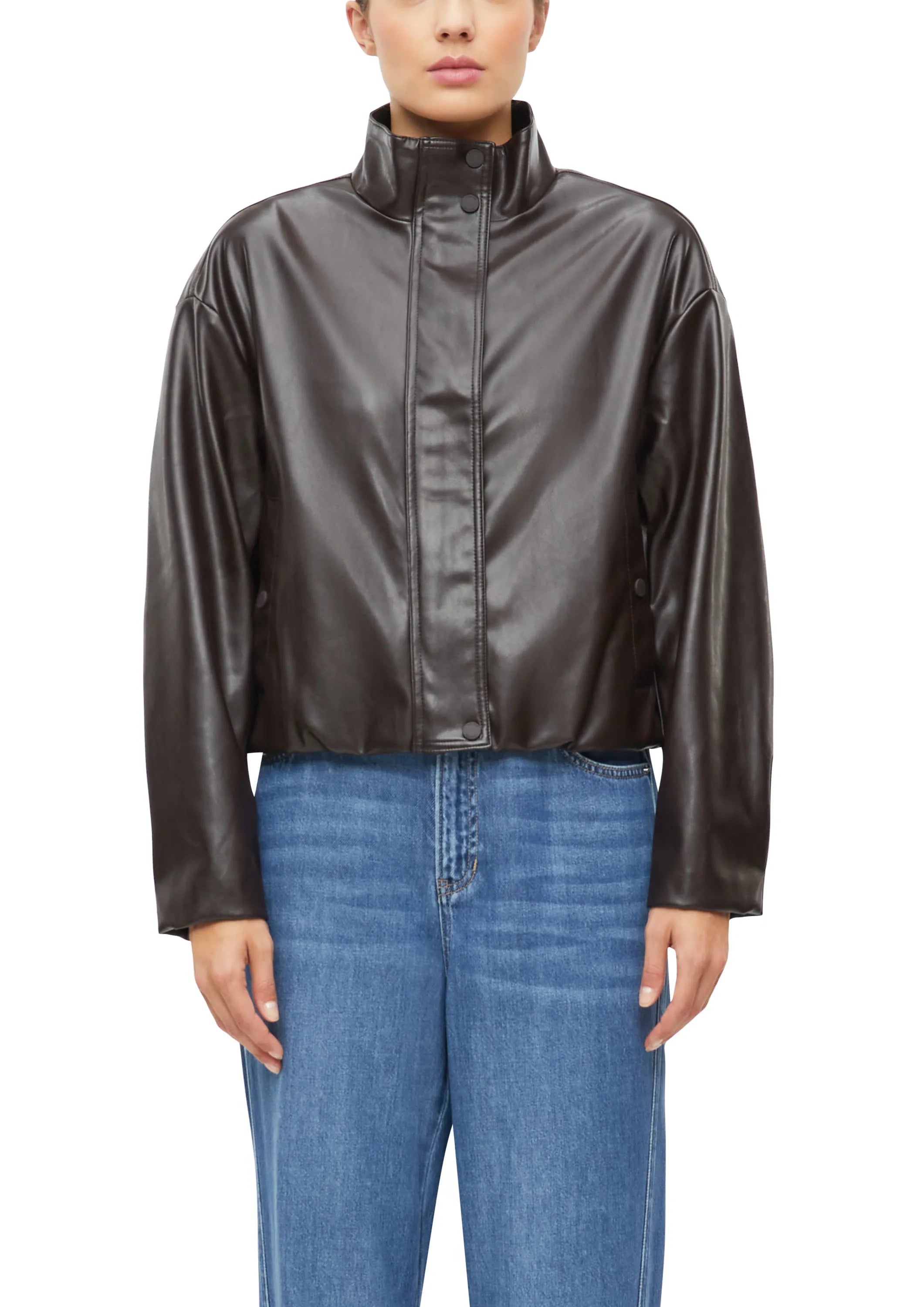 Kunstlederjacke mit Stehkragen