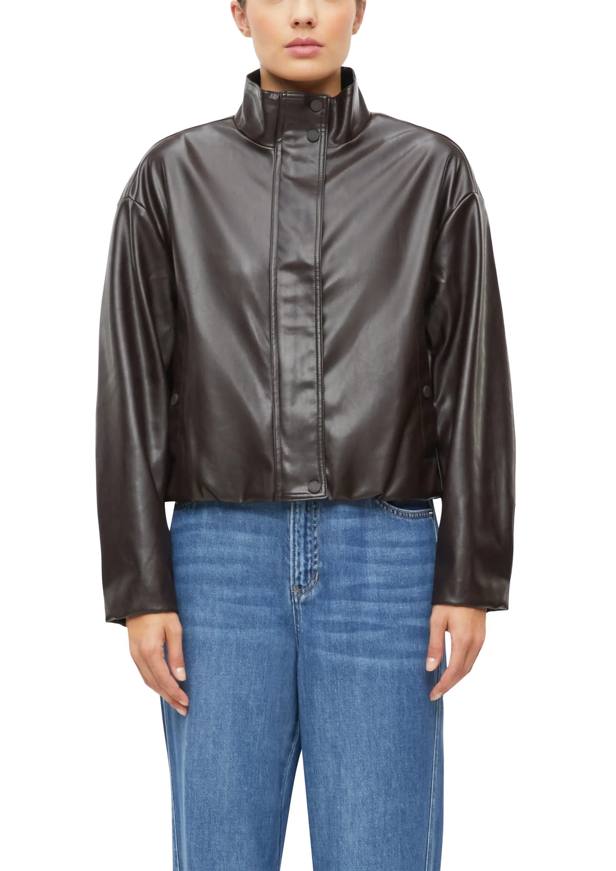 Kunstlederjacke mit Stehkragen