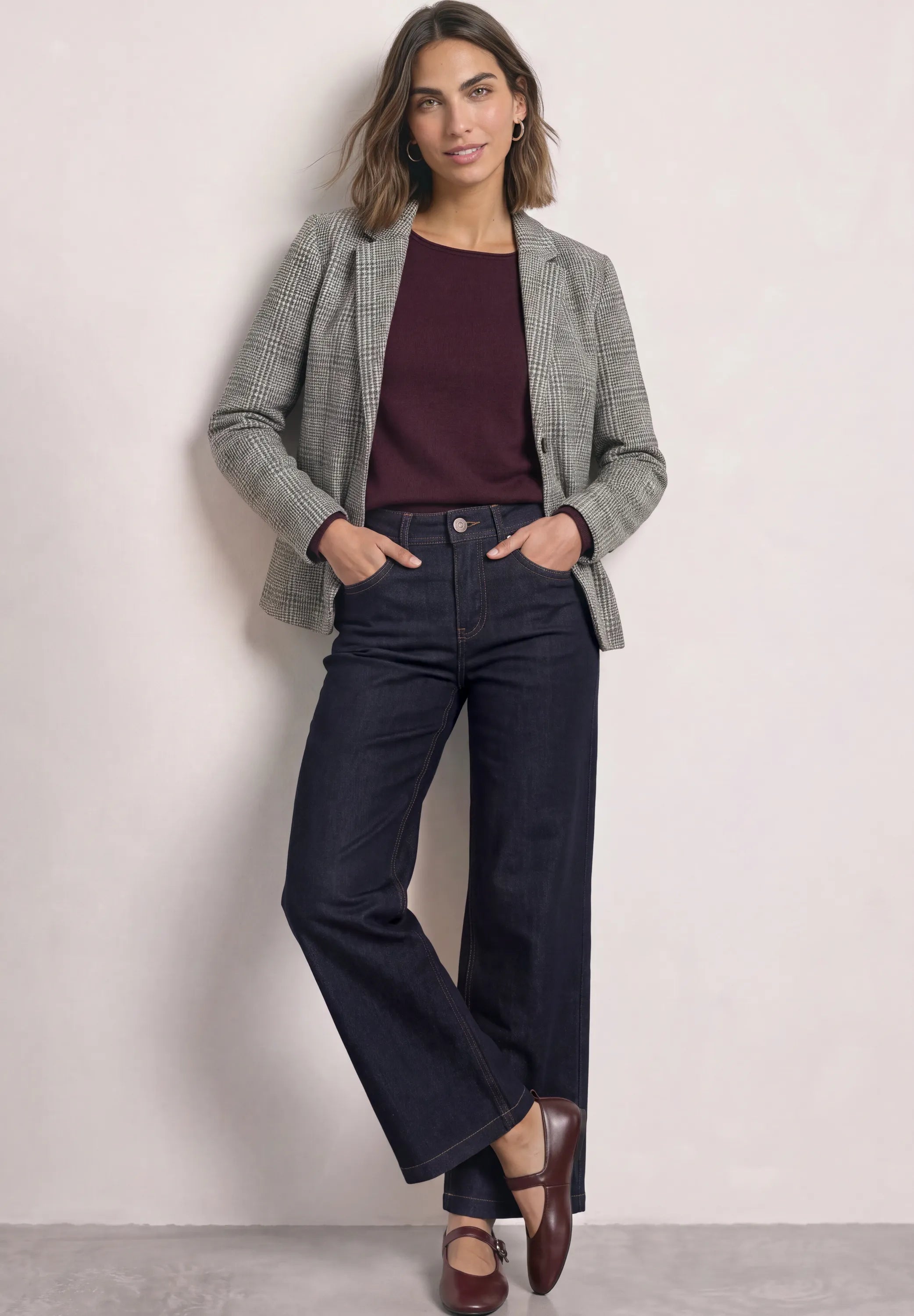 Blazer mit Karomuster und Knöpfen