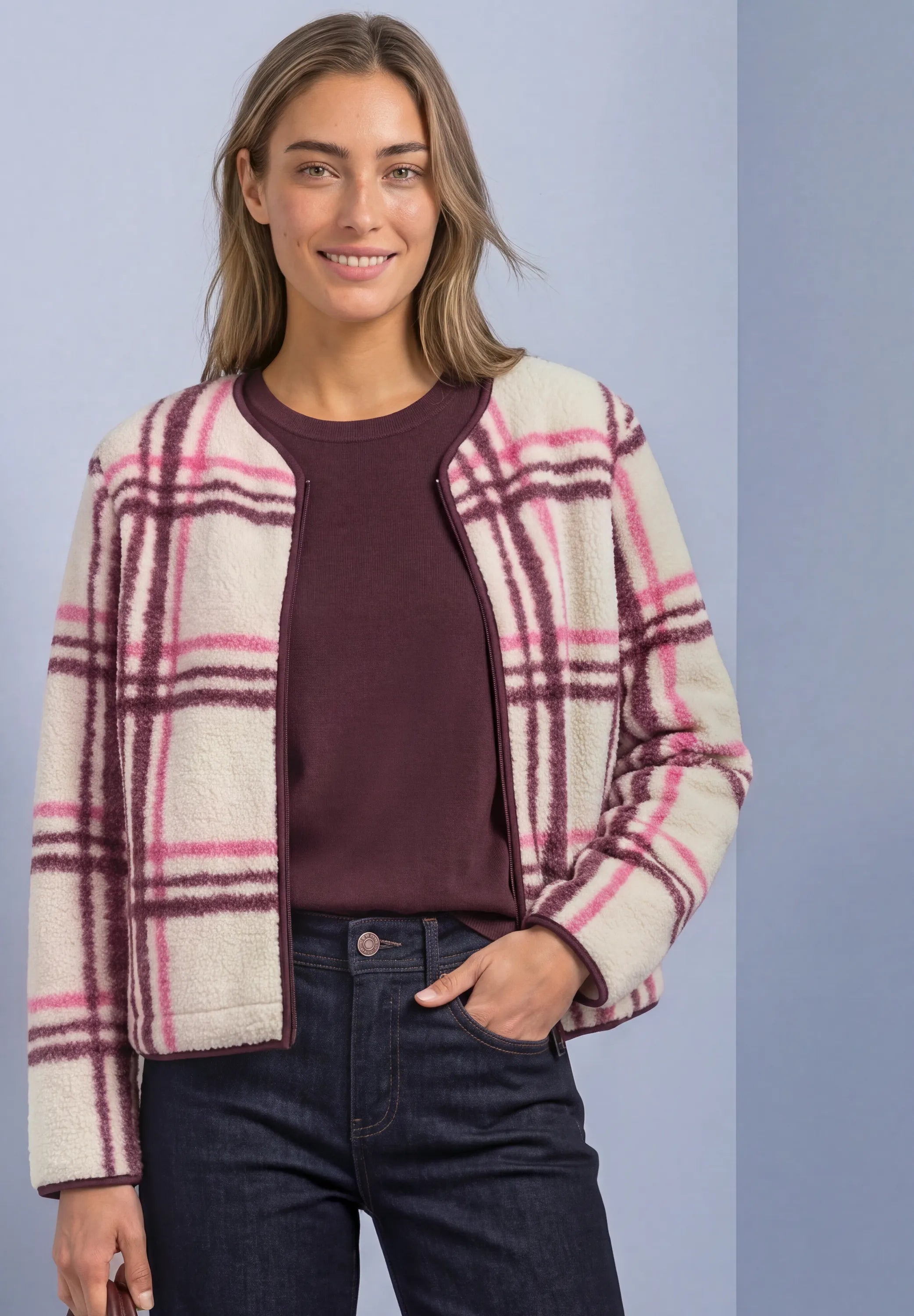 Karierte Teddy-Jacke