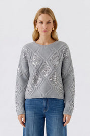 Strickpullover mit Pailletten