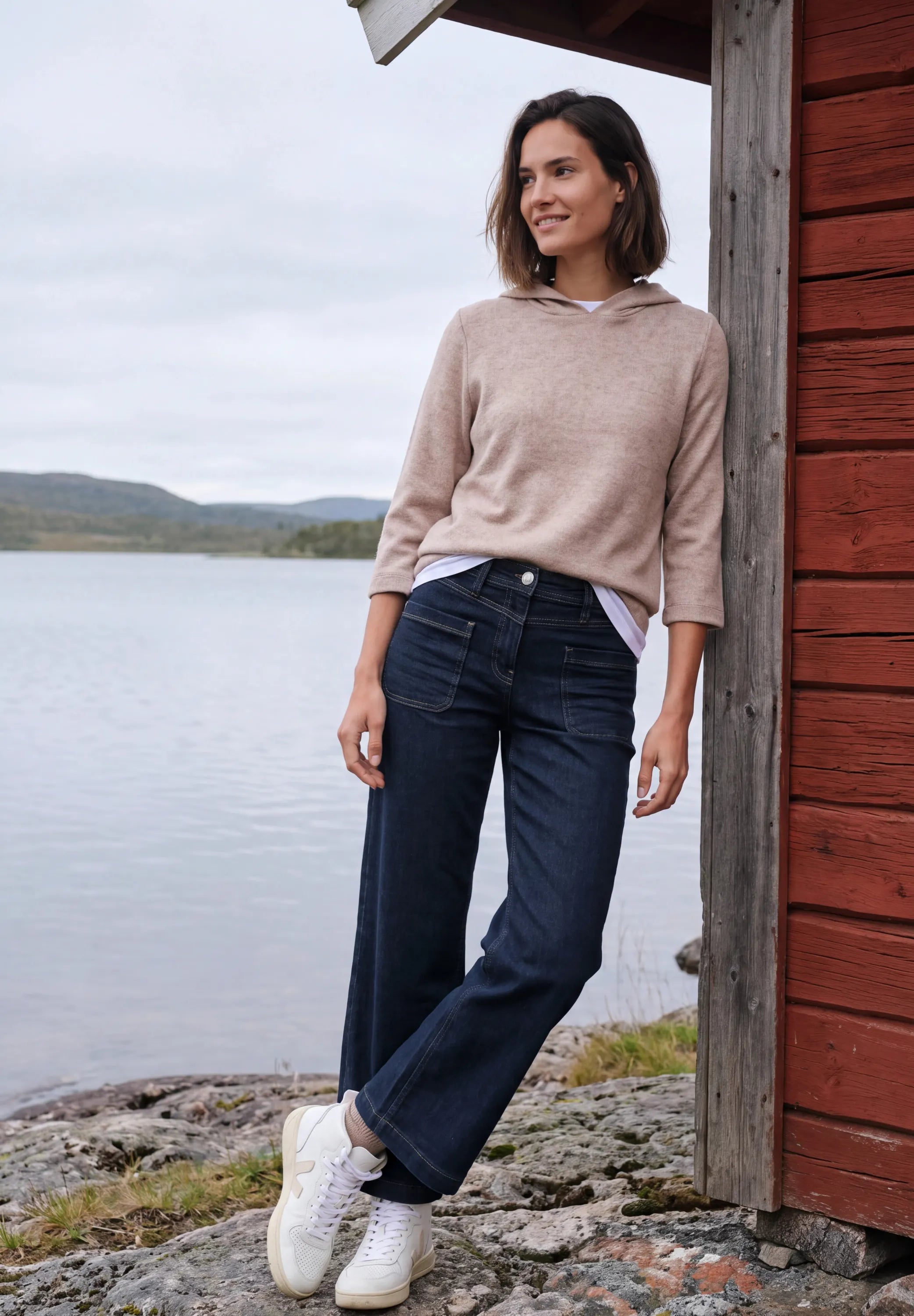 Jeans mit Patch-Taschen Wide Leg
