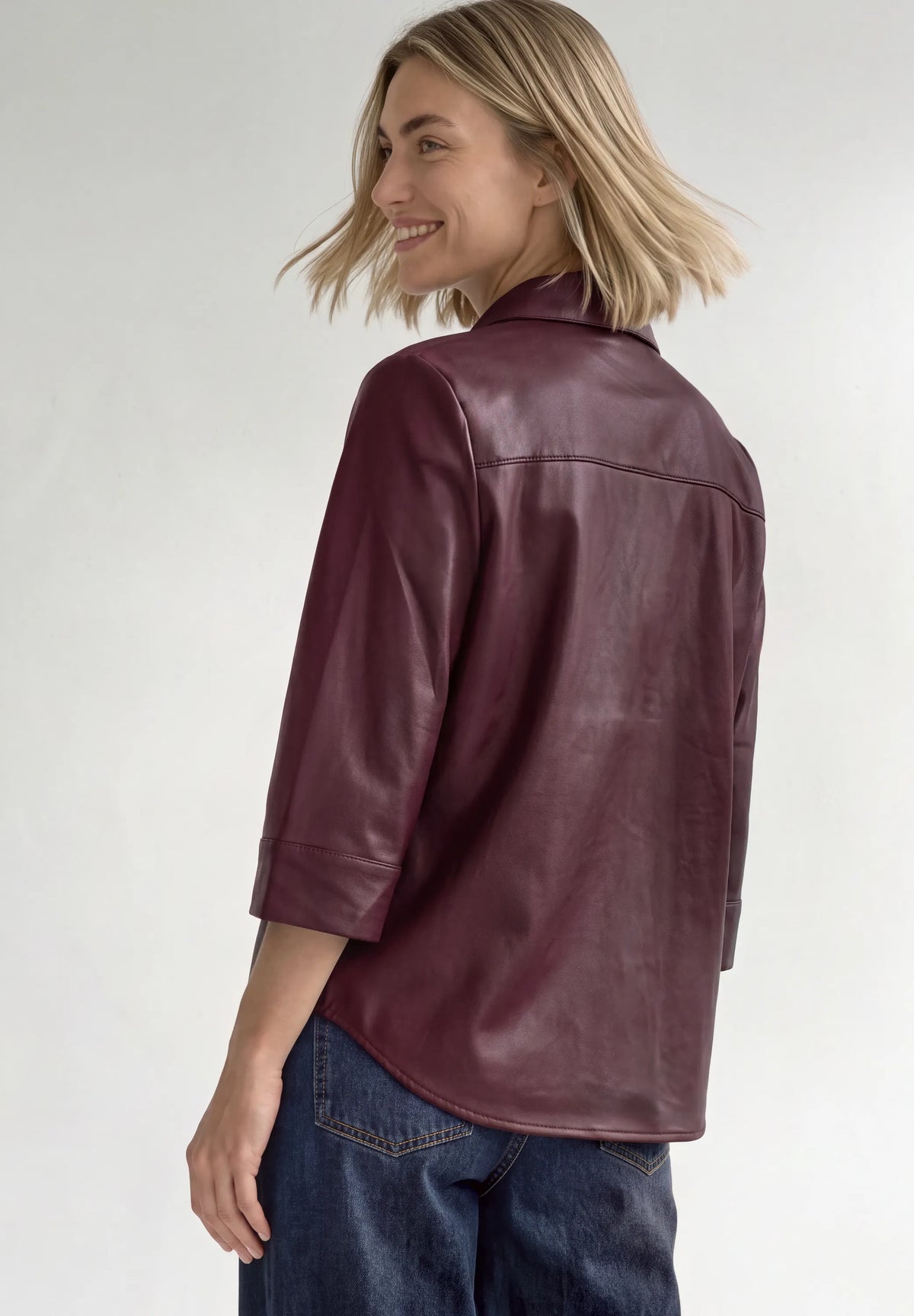 Hemdbluse in Leder-Optik