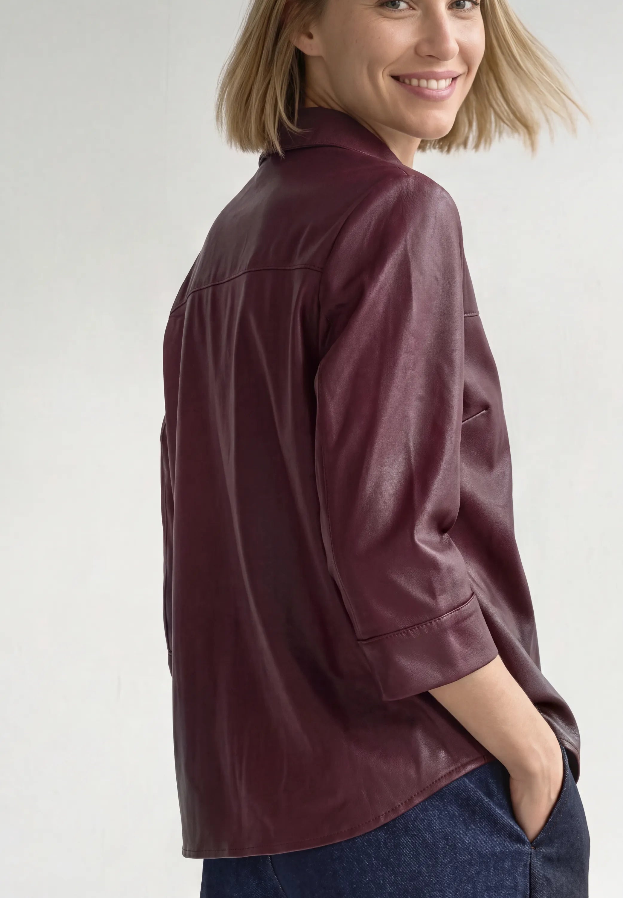 Hemdbluse in Leder-Optik