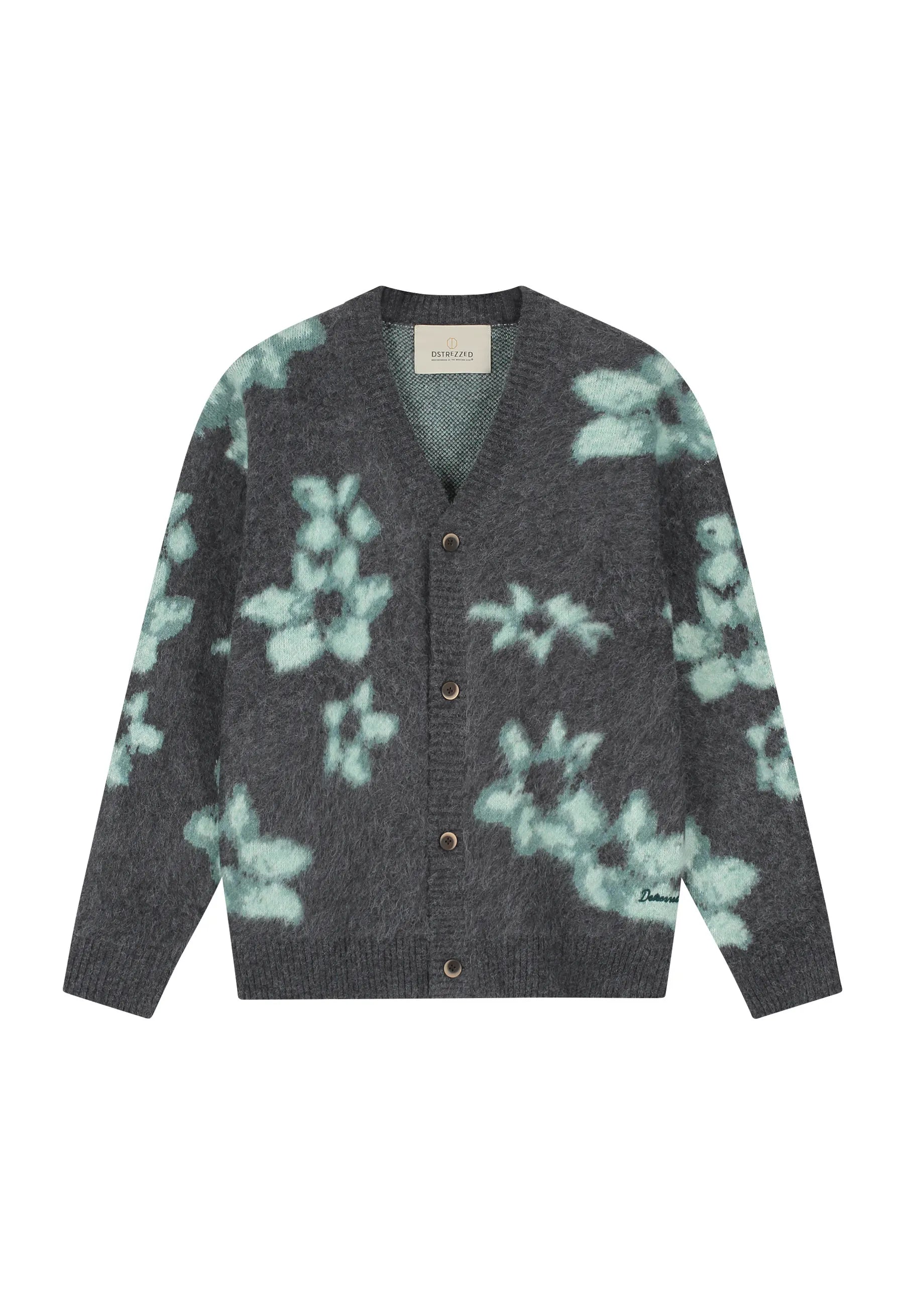 Strick-Cardigan floral gemustert