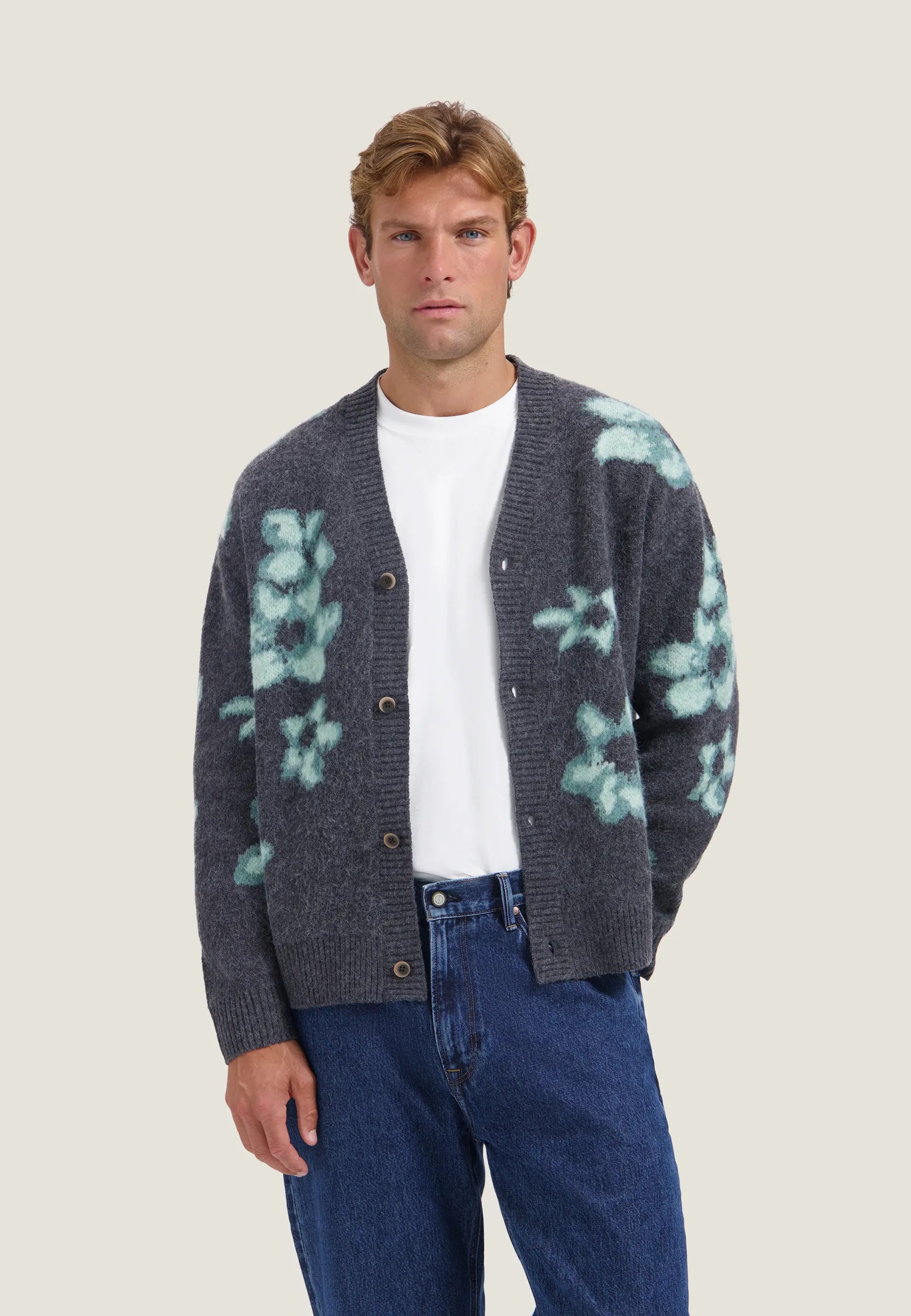Strick-Cardigan floral gemustert