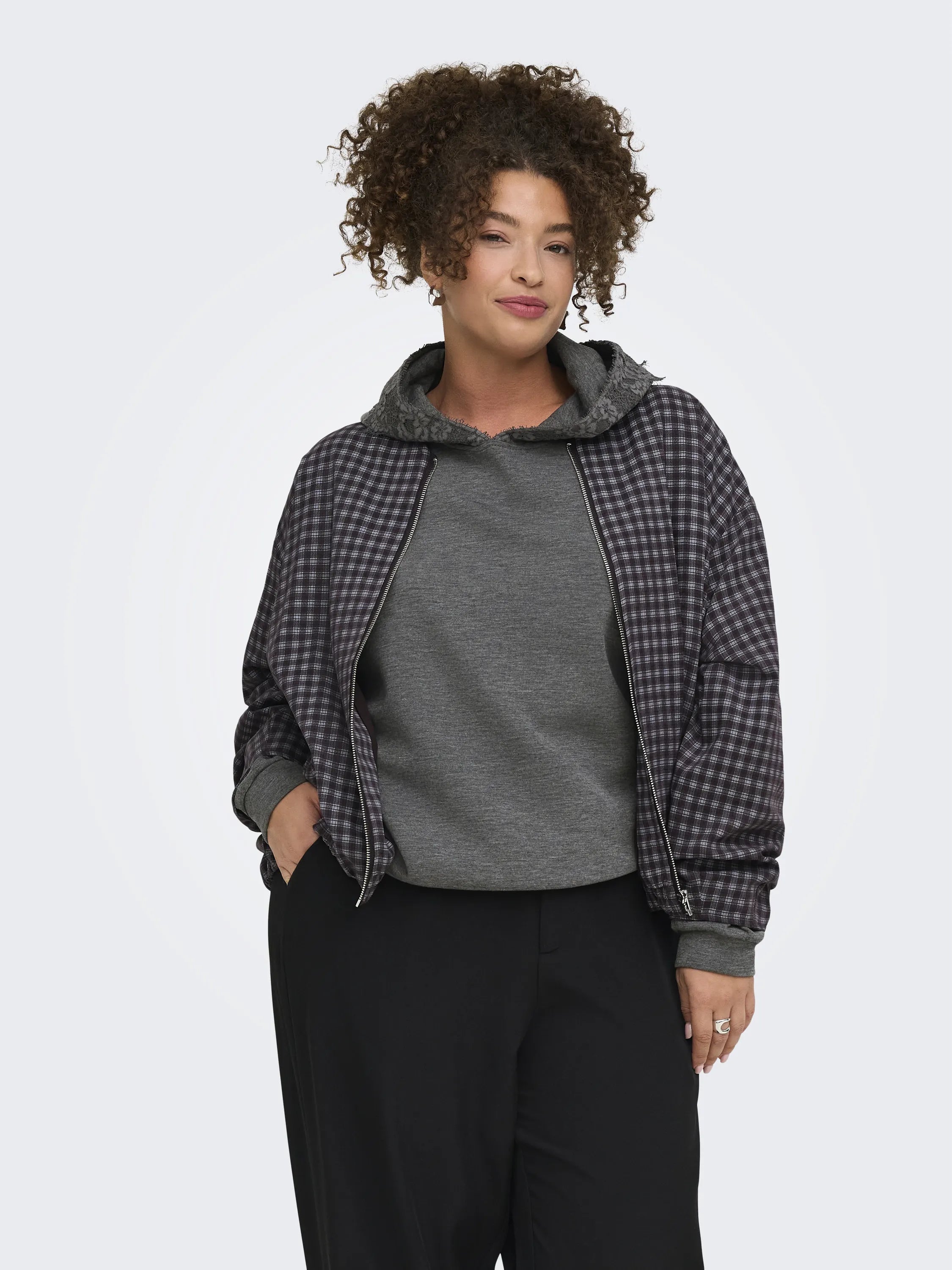Hoodie mit Spitzen-Details