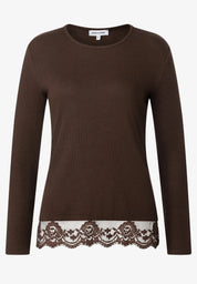 Langarmshirt mit Spitzensaum