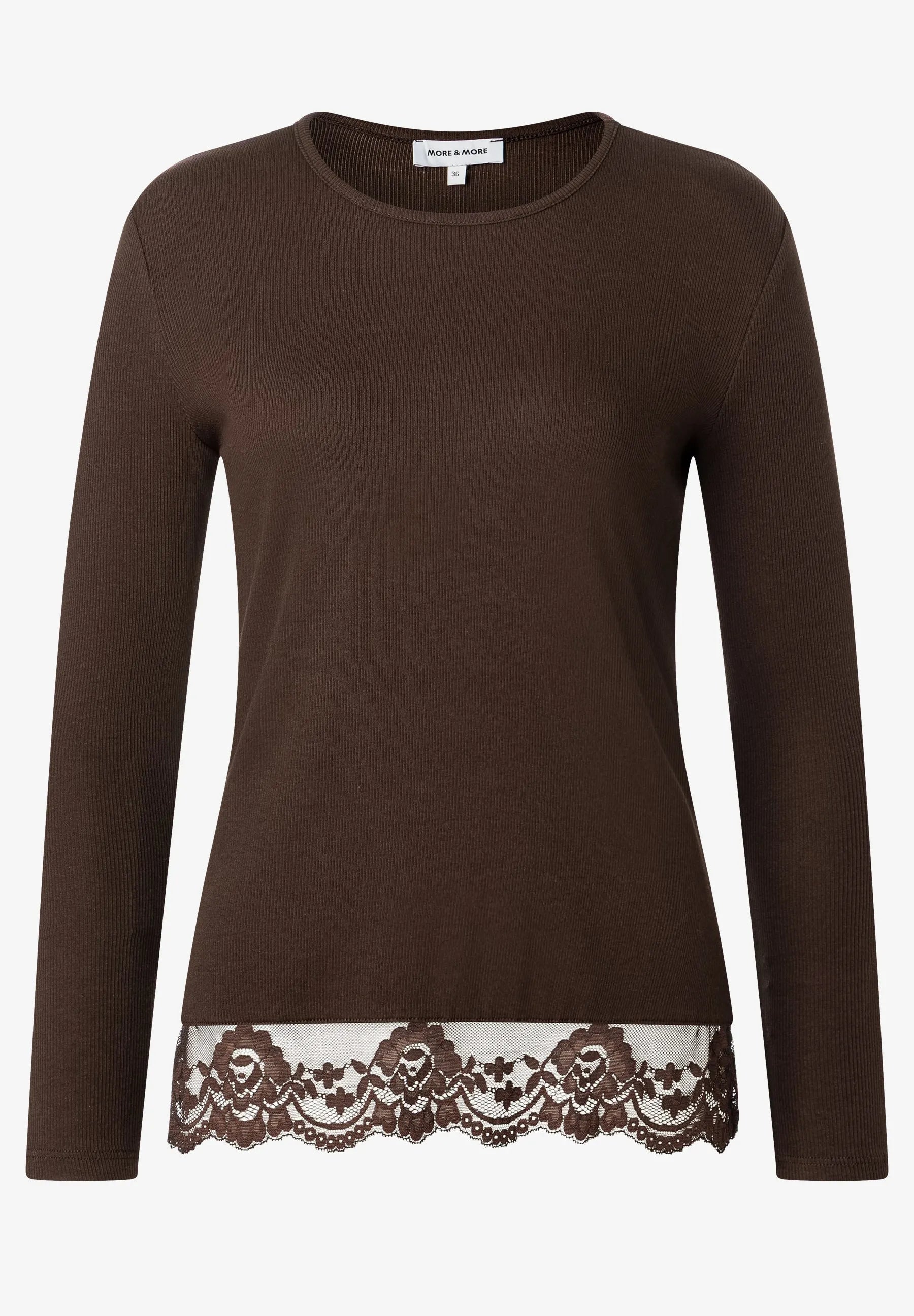 Langarmshirt mit Spitzensaum