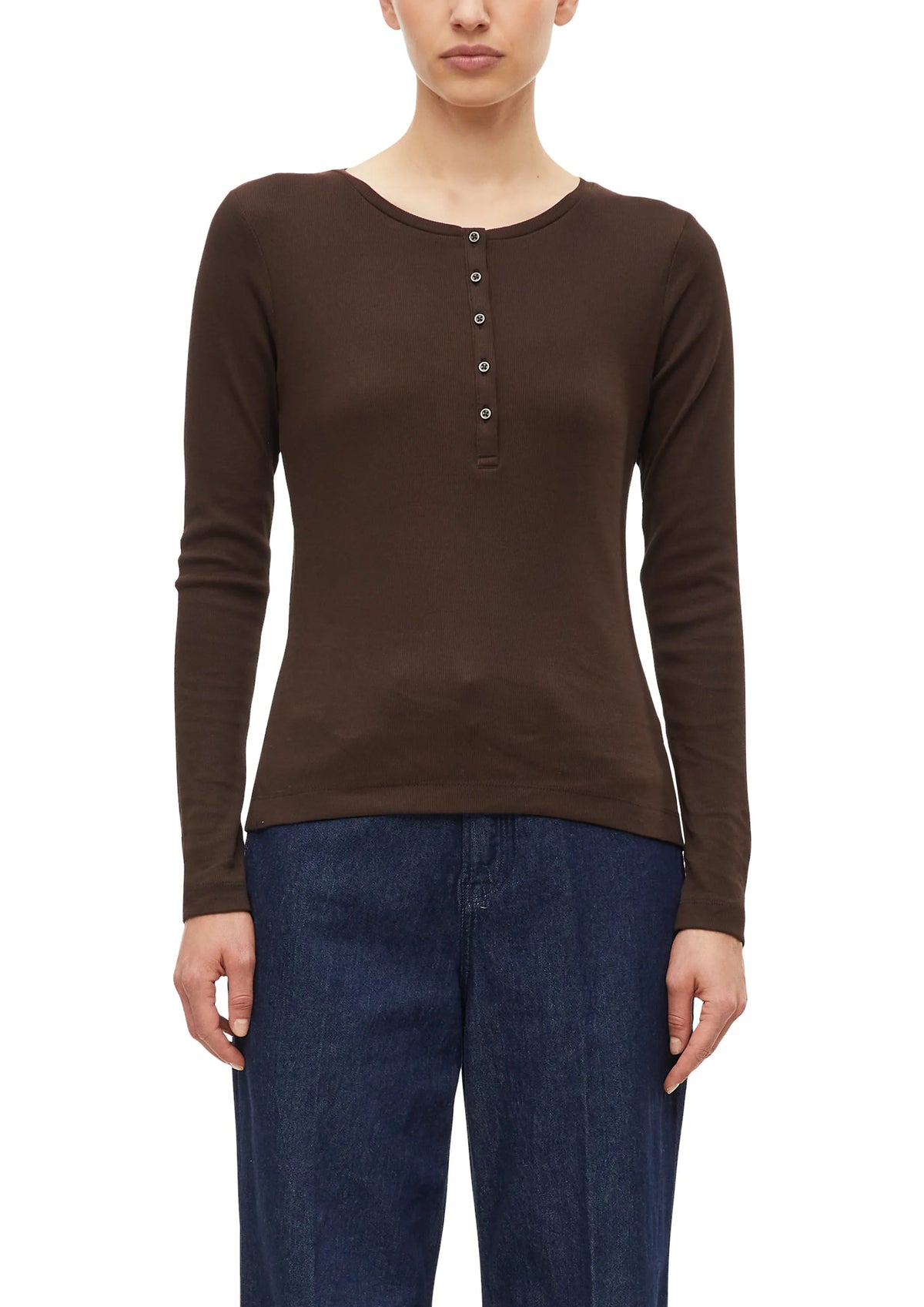 Langarmshirt mit Knopfleiste