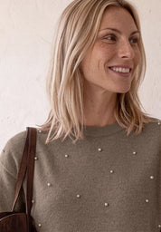 Strickshirt mit Perlen
