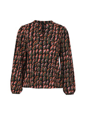 Bluse mit abstraktem Hahnentrittmuster