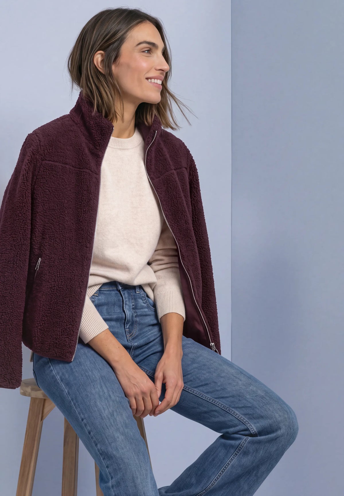 Teddy-Jacke mit Stehkragen