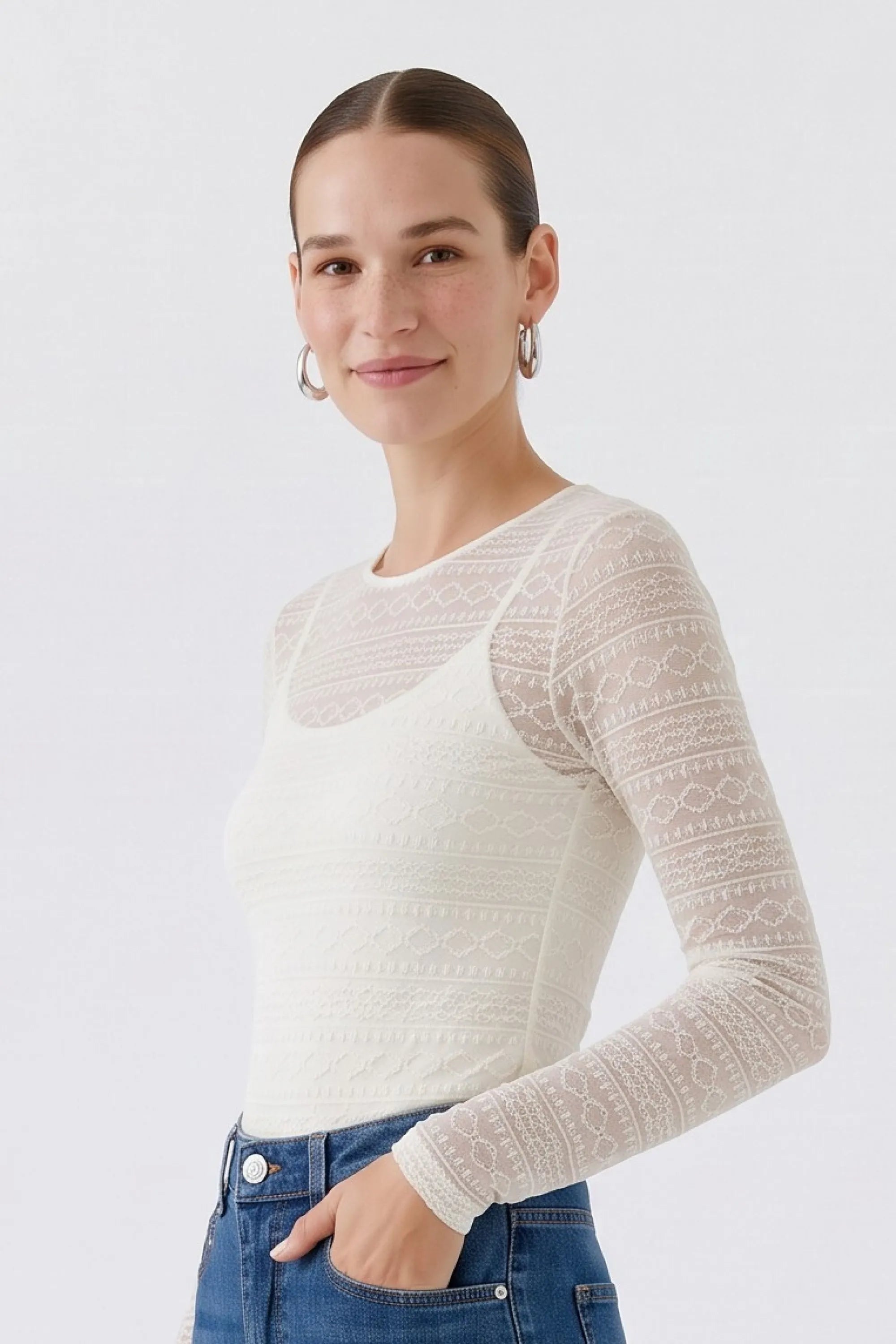 Langarmshirt aus Spitze