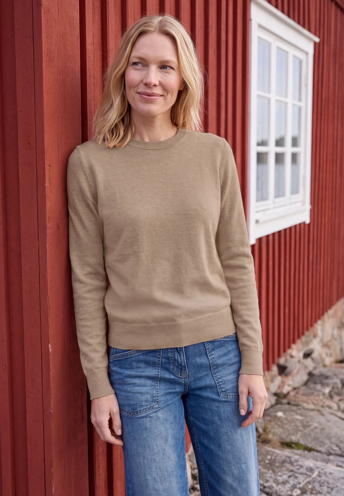 Strickpullover mit Rundhals