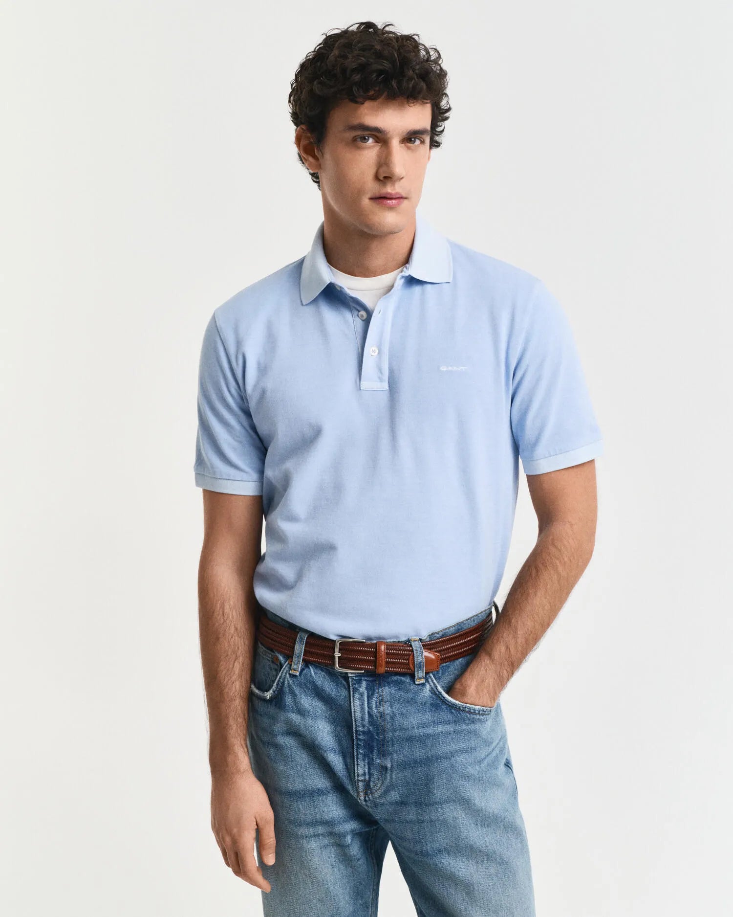SUNFADED SS POLO, FRESH BLUE