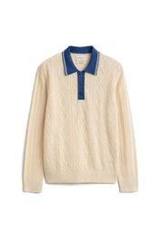 Strickpolopullover aus Leinen-, Seide-, Baumwollmix