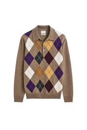 Argyle-Stickpullover aus Wolle