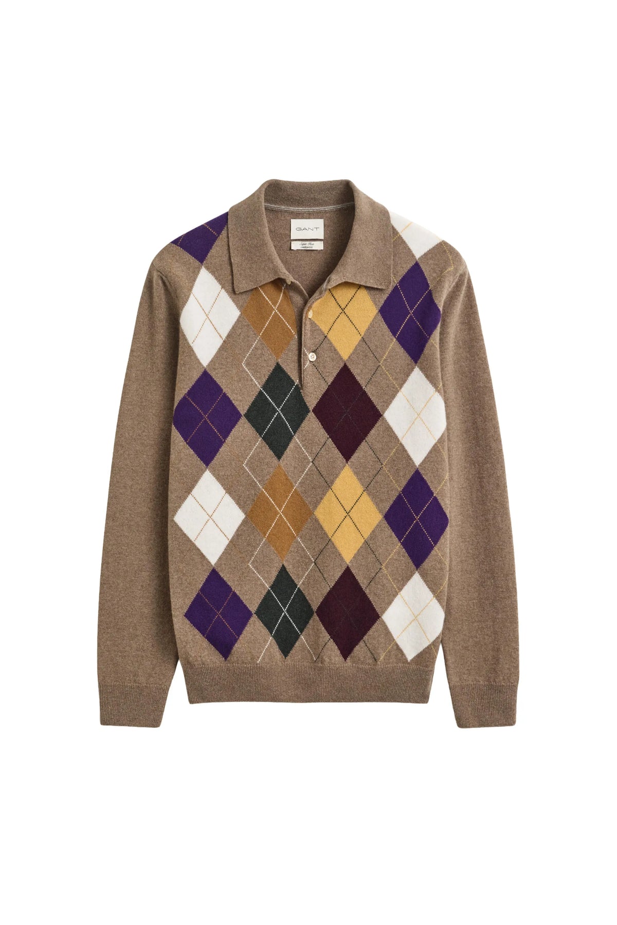 Argyle-Stickpullover aus Wolle
