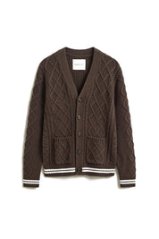 Strickjacke mit Zopfmuster aus Wollmix