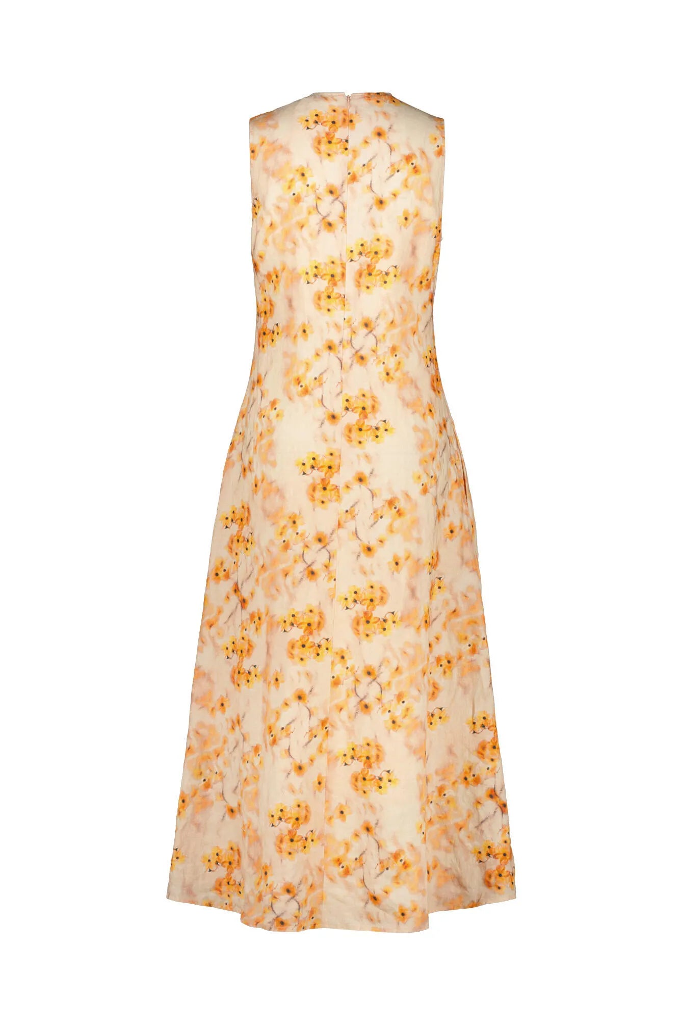 Leinenkleid Midi mit V-Ausschnitt
