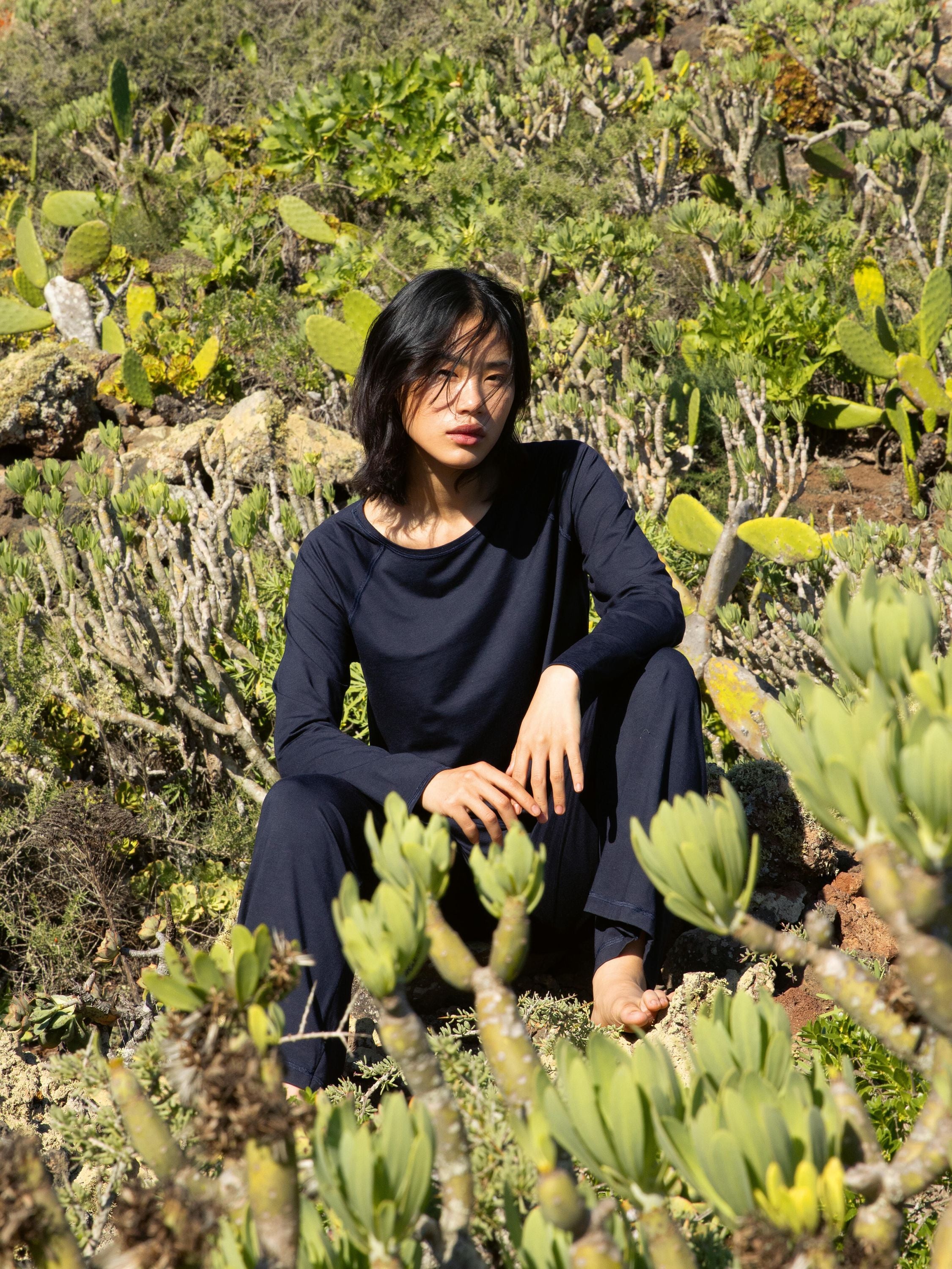 DAMEN Shirt langarm, dark lapis blue