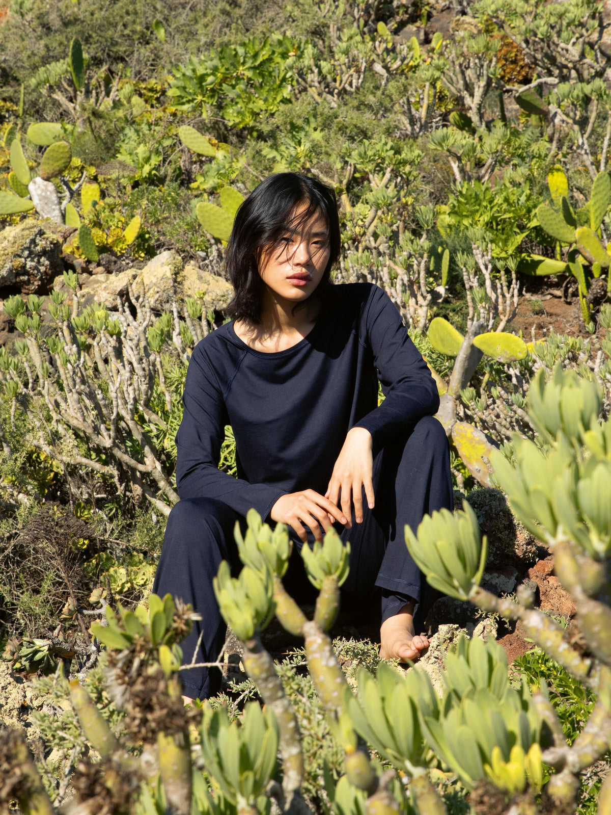 DAMEN Shirt langarm, dark lapis blue