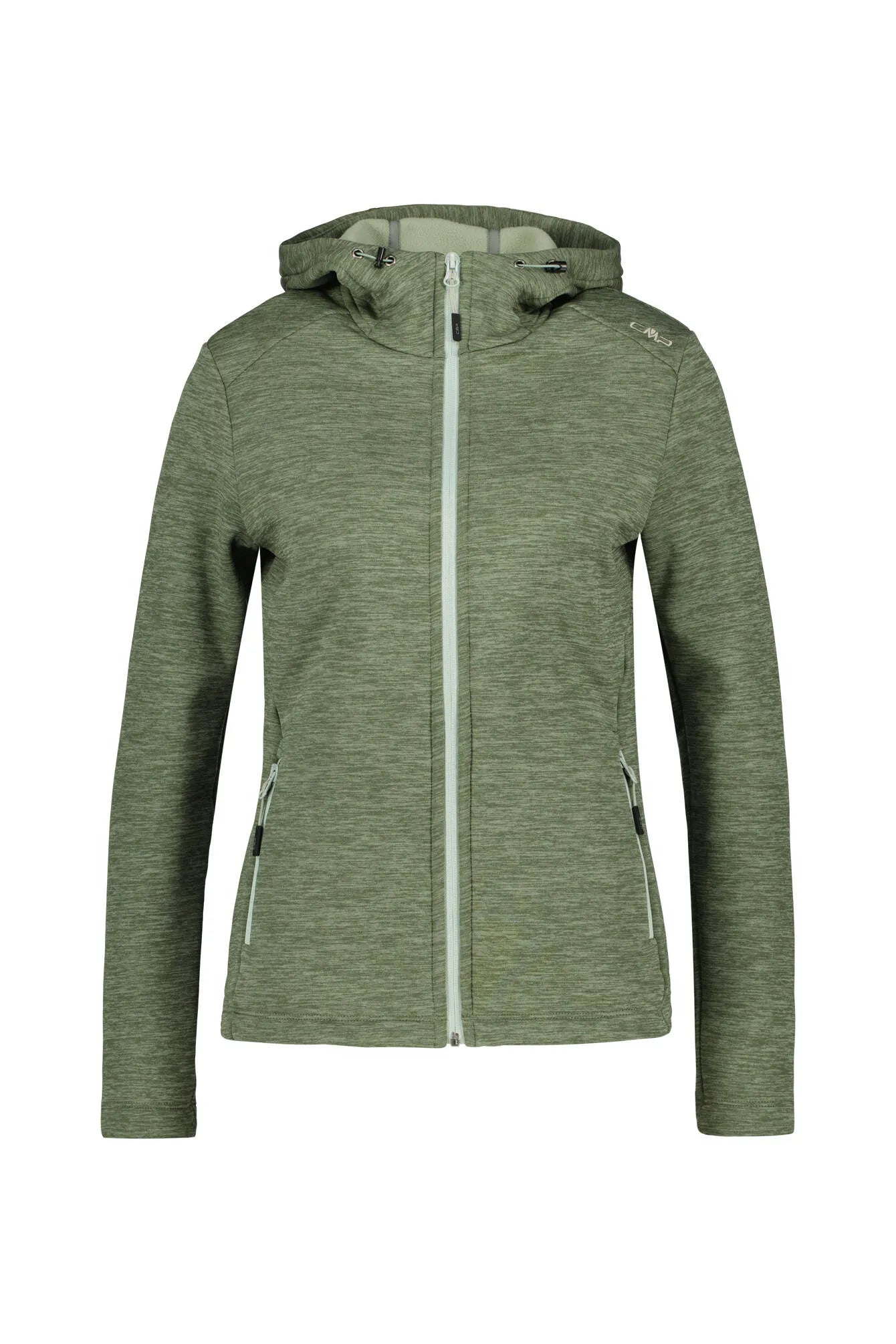 Fleecejacke meliert mit Kapuze