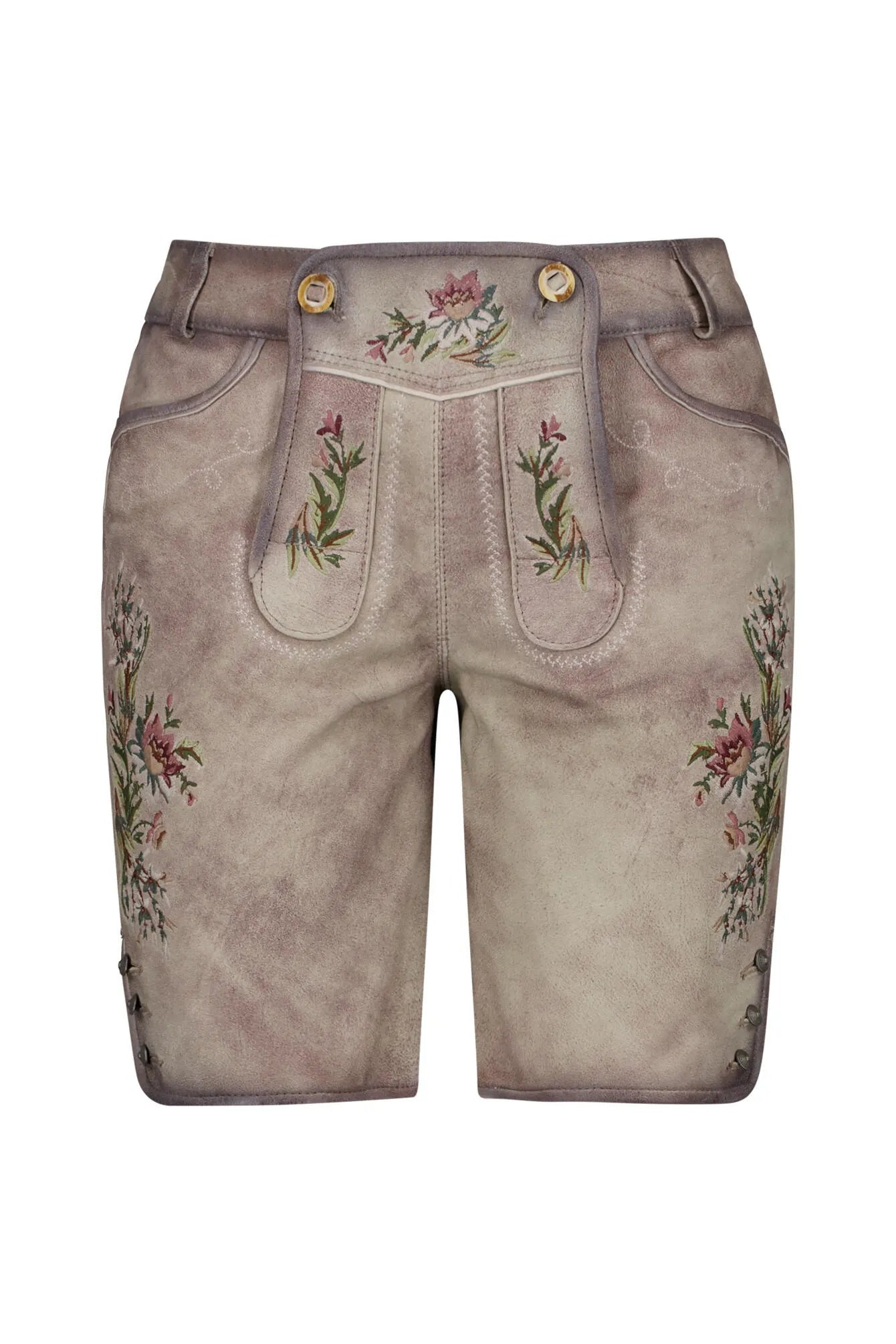 Ledershorts mit Stickereien