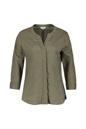 Leinenbluse mit V-Ausschnitt