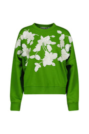 Sweatshirt mit floraler Pailletten- und Perlenstickerei