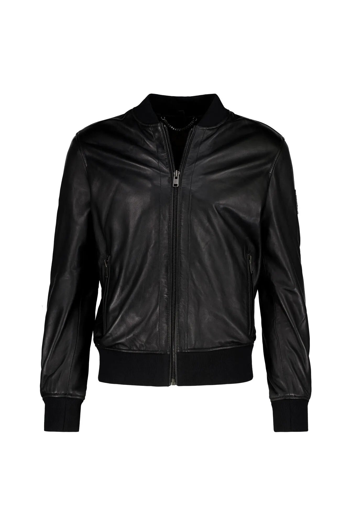 Lederjacke mit Bündchenkragen