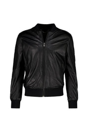 Lederjacke mit Bündchenkragen