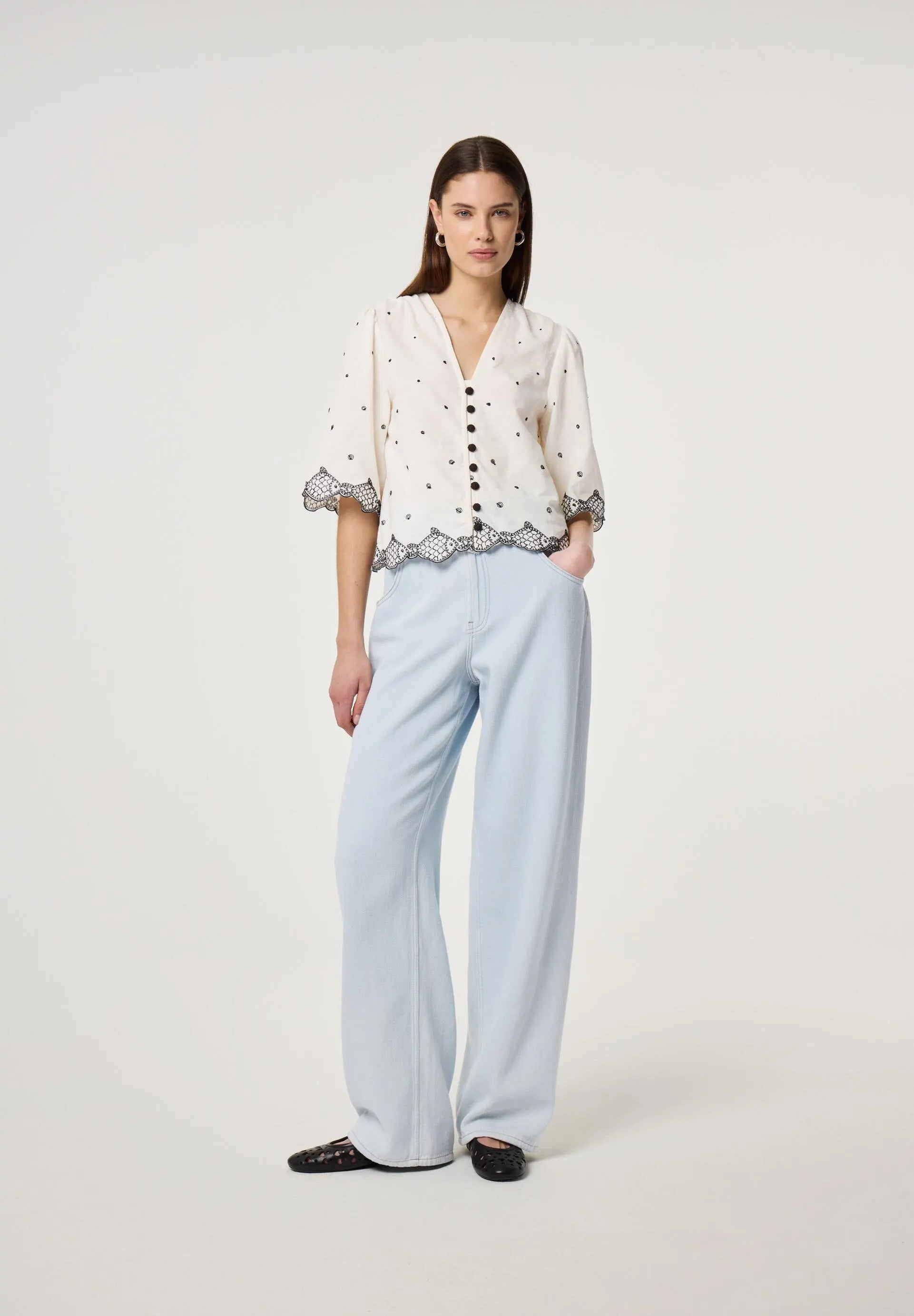 Bluse aus Baumwollmix