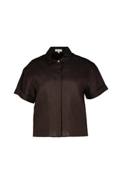 Leinenbluse mit aufgesetzten Taschen