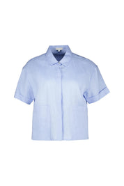 Leinenbluse mit aufgesetzten Taschen