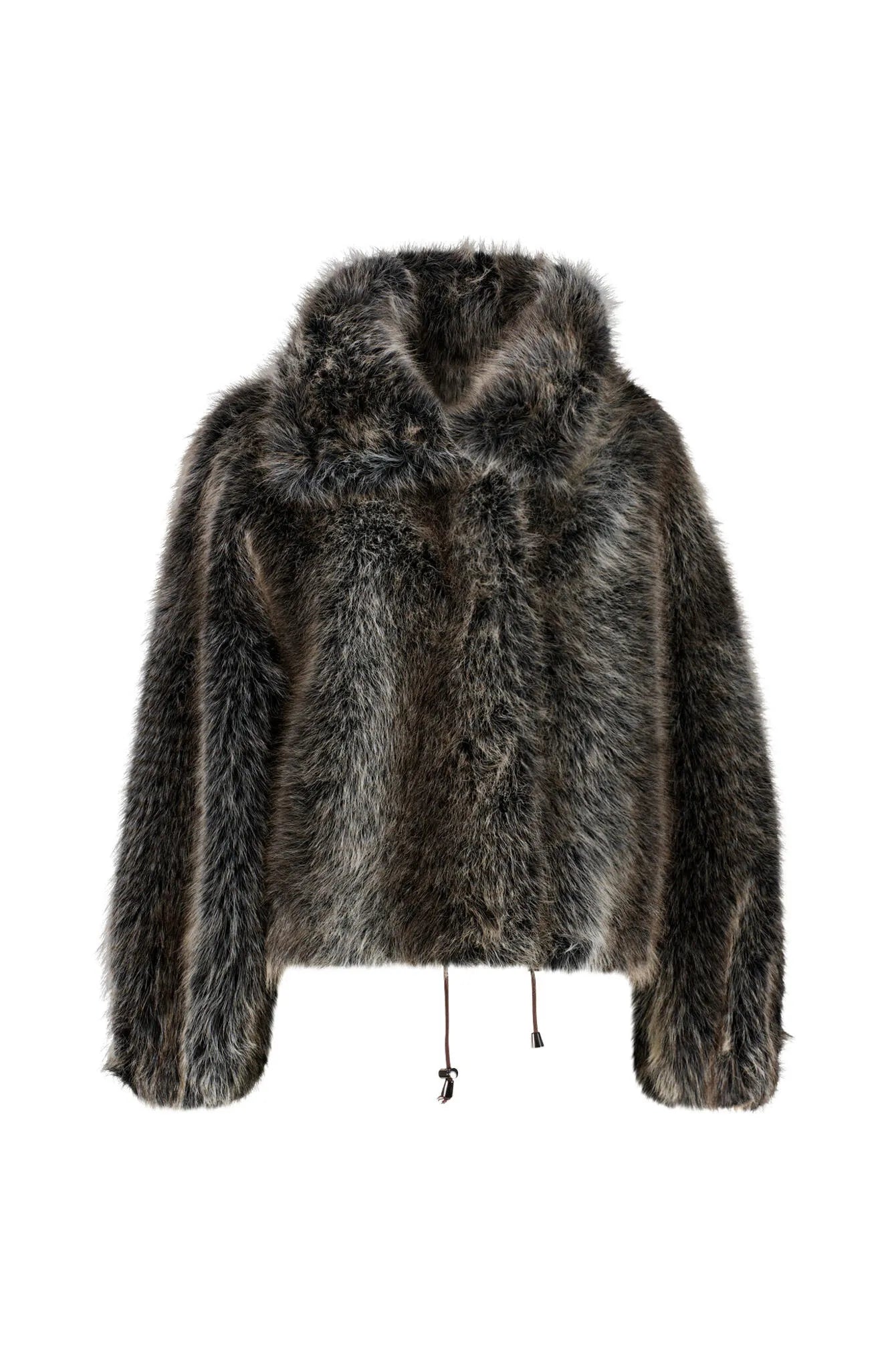 Felljacke mit Faux Fur Kragen